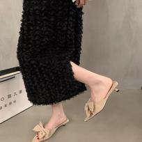 Fashion Women's Summer Butterfly-knot Low Heel Slippers Elegant Open Toe Party Dress Shoes Fashion Outdoor Ladies Slides Zapatos Mujer 35
