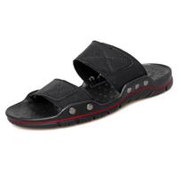 Fashion Casual Leather Sports Slides for Man Soft Non-Slip Sandals for Beach Casual Wear Half Drag Comfortable Lightweight Male Slippers 38