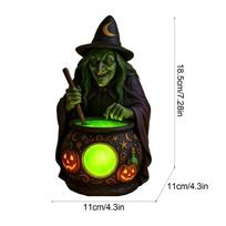 Halloween Witch Cauldron Lamp Halloween Decorations Indoor With Eerie Green Glow LED Lamp Witch Brewing Large Christmas Ornament One Size žalia