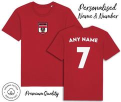 Austria Flag T-Shirt 2024 Personalised Name and No Adult Kids Baby, Football Euro S