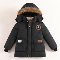 Boys Thick Long Jackets -30℃ Winter Kids Fleece Line Warm Coats Teen Fur Collar Hooded Parka Snowsuit Cold Outerwear 4-10 Years 150
