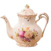 European Style Ceramic Teapot Gold Trim Floral Coffee Pot Vintage Afternoon Tea Kettle for Home Kitchen Decor