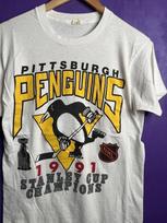1991 Pittsburgh Penguins Stanley Cup champs  white tee vtg Unisex T-Shirt S