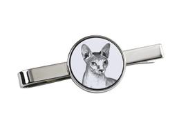 Sfinksas - katės kaklaraiščio sąsagos, personalizuotos kaklaraiščio sąsagos, unikali dovana vyrams iš Art-Dog prekės ženklo sidabras