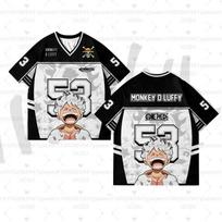 One Piece Luffy Zoro Anime Football Jersey Summer Plus Size Breathable Jersey Cosplay Short Sleeve T-shirt Tops L