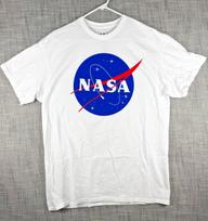 Size L - JME Collective NASA Meatball Logo Graphic 100% Cotton T-shirt Mens Tees Top White Retro Space XL