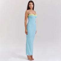 Women's new lace tube top long dress Spice girl fashion suspender holiday style dress women S