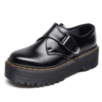 Thick-soled low-top Bex Martin shoe buckle female, leather British style casual school 35