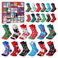 Christmas Sock Advent Calendar 2025 Xmas Countdown Calendar 24 Pair of Christmas Crew Socks Christmas Gifts for Adults Men Women China Mainland