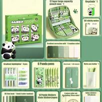 small Panda Stationery Set Student Pencil Case Stickers Pencil Stationery Gift Learning Supplies Full Writing Tools Accessories