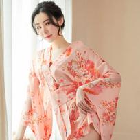 Sexy lingerie low cut retro print kimono hollow sleeves sexy girdle passion uniform temptation One size fits all