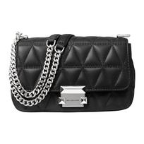 Michael Kors MK Sloan Quilted Chain Commuter Leather Crossbody Bag Women bags Black 30S7SSLL1L-BLACK Basic Set (Bag+Dust Bag)