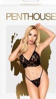 Penthouse Double Spice Juodas Bralette Set M/L - Lace Two-Piece Lingerie