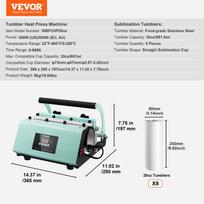SucceBuy Tumbler Heat Press Machine and Sublimation Tumblers Tumbler Press Set with 8pcs 20OZ Blank Tumblers Mug Press Cup Press