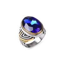 Men's/Women High Quality 316LStainless Steel Onyx Gilded Rings Classic Fashion Trend Jewelry 8 mėlyna