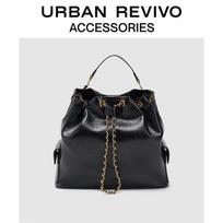 URBAN REVIVO 2026 Summer Gold Chain Leather Crossbody Bag One Size