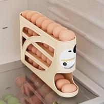 Space-saving 4-layer large-capacity auto-rolling egg rack - drop-proof, refrigerator door storage rack 4-tier