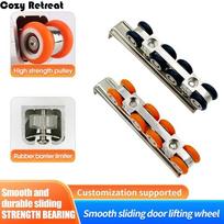 2 PCS External Rail Sliding Door Kit Sturdy Wheel Runner Sliding Door Track Easy To Use Load Capacity Sliding Door Carriage Blue