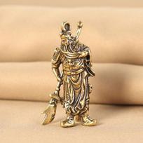 Brass Guan Gong Knife Sword Keychain Pendant, Solid Copper Craft Hanging Ornament Car Key Ring Luggage Bag Fashion Decor Souveni