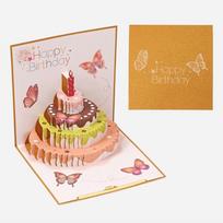 Pop Up Cake Happy Birthday Cake Card Best Wishes Butterfly Printed Musical Light Greeting Card With Envelope