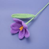 Handmade Simulation Tulip Yarn Creative Knitted With Stem Leaf Knitted Bouquet Handcrafted Crochet Yarn Floral Crochet Flower violetinė