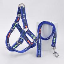 Colorful Bone Tripod Pet Dog Harness for Indoor and Outdoor Use Dog Leash Preventing Escape Tow Rope Dog Accessories Pet Collars (Blue,S)