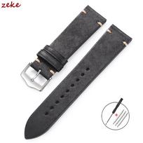 Calfskin Genuine Leather Watchbands Handmade Stitching Cowhide Watch Band for Seiko 20mm 22mm Vintage Brown Smartwatch Strap 20mm