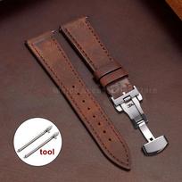 Vintage Cowhide Leather Watch Band Butterfly Buckle Stitching Straps for Seiko for Wrist Bracelet for Omega 18/19/20/21/22/24mm 18mm
