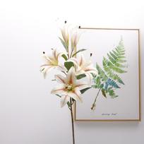 5 Head Artificial Flower Branch Real Touch Plastic Simulation Lilium Brownii Flower Elegant Handmade Fake Flowers Gift