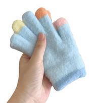 Fashion Warm Winter Gloves Windproof Full Finger Children Mittens Thicken Candy Color Gloves for 4-10 Years Old Toddler