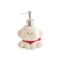 Ceramic Liquid Soap Dispenser Dog Shape Press Pump Shower Gel Separate Bottles Empty Bottle Cute Dog Shape Lotion Bottle raudona