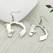 Horse Head Shadow Dangle Drop Earrings for Women Girls Stainless Steel Gold Color Animals Lover Earring Gifts Jewelry3215
