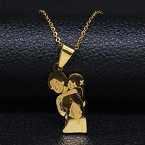 Mum Girl Stainless Steel Necklace Chain Women Gold Color Necklaces & Pendants Jewerly cadenas mujer Mother's Day Gift N537S01