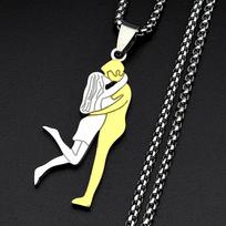 Couple Hug Love Pendant Necklace Stainless Steel Mix Color Romantic Valentine's Gift Anniversary 2026 New Design Chain Jewelry
