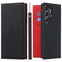 Case for Samsung Galaxy S23 Ultra Genuine Leather Wallet Case Kickstand Credit Card Holder Magnetic Closure Shockproof Case for Samsung S23 Plus