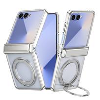 For Samsung Galaxy Z Flip 7/6/5/4/3 Magnetic Case with Screen Protector, 360° Rotating Ring Kickstand, Slim Hinge Protection For Galaxy Z Flip 4