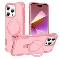 For iPhone 16e/16/15/14/13/12 Pro Max 16 Plus 11 Stand Case Compatible with Magnetic, Built-in Ring Holder Drop Protection Cover For iPhone 11 rožinė