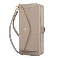 WEFOR Crossbody Wallet for Samsung Galaxy Note 20 Ultra 10 Pro 9 8 Case with Strap Card Holder, Handbag Purse, Make Up Mirror For Galaxy Note 9 chaki