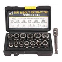 3/8” Drive Impact Bolt Nut Extractor Set 13 Pcs Lug Nut Remover Kit 1/4”-3/4” Twist Socket Tool Set With A 1/4” Hex Drive 3/8”