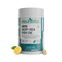 Neuherbs Mini Deep Sea Fish Oil Omega 3 Supplements Lemon Flavor Joint Brain And Heart Health Nutrition 60 Softgels