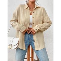 Fall Women's High-end Drop Shoulder Batwing Long Sleeve Shirt, European & American Style Blouse for Cross-border S