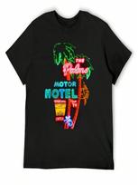 Palms Hotel Motel Neon Sign Retro T-Shirt Man T-Shirt Tees Personalized T-Shirt Custom Shirt unisex Clothing S