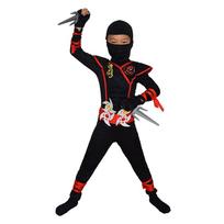 [MUXIU] Ninja Boomerang Halloween Costume for Boys - Become Your Dream Ninja Kids Party Event Performance Outfit Suit with Tattoo Stickers (8-Piece