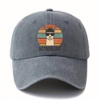 Unisex and feUnisex cartoon alpaca baseball cap with curved brim suitable for outdoor activities such as camping and travel Adjustable