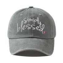Simply Blessed Wide brimmed Sunshade Water Washed Embroidered English Letter Baseball Hat Used Duck Tongue Hat Adjustable