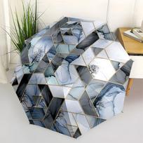 Abstract Geometric Hexagon Patterned WallpaperUmbrella with Cute Design,Portable 3-Fold Compact Umbrella for Men&Women,Valentine's Day Mothe