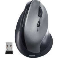 Sanwa Direct Ergonomic Wireless Mouse, Anti-Carpal Tissue Syndrome, Silent, 5 Buttons, Blue LED, Silver (400-MA092SS)