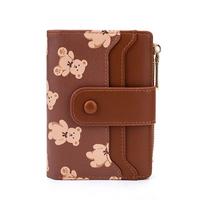 Women's Cartoon Teddy Bear Wallet With Large Capacity Snap Closure Coin Pocket, Foldable Multi-Functional Clutch Handbag ruda