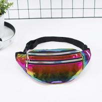 Simple Style Waist Pack for Women Shiny Laser Bum Hip Belt Bag for Girls Party Purse Small Chest Packs KTY 30*12*13cm raudona