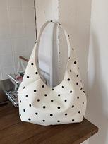 Japanese Polka Dot Large Capacity Tote Bag for Women 2026 New Versatile Commuter Underarm Bags Casual Red One Shoulder Handbag (30cm<Max Length<50cm) smėlis